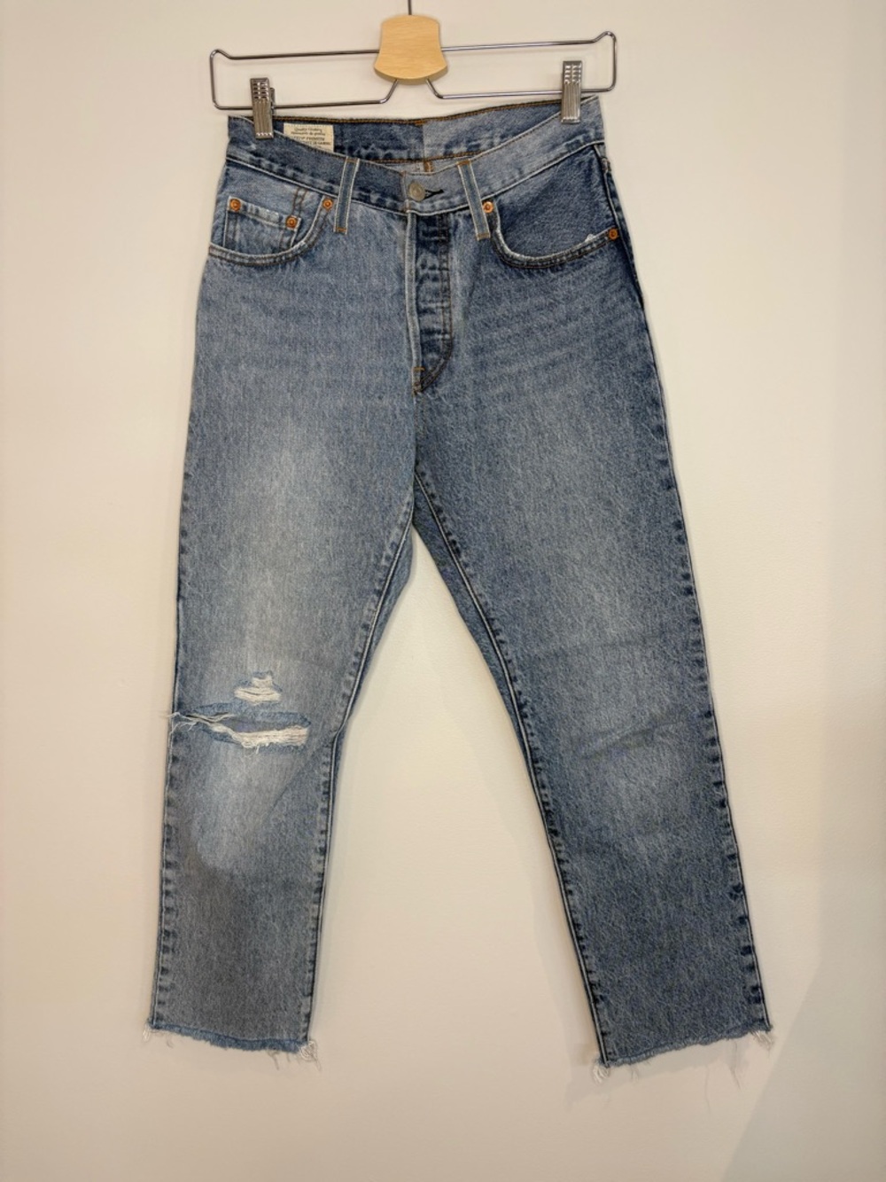 Levi's + Free People collab Two Tone Distressed 501s